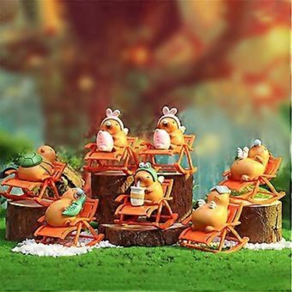 Capybara Skrivbordsdekoration Capybara Figur Gungstolsdekor Simulation Capybara Gungstolsmodell Miniatyr 6st