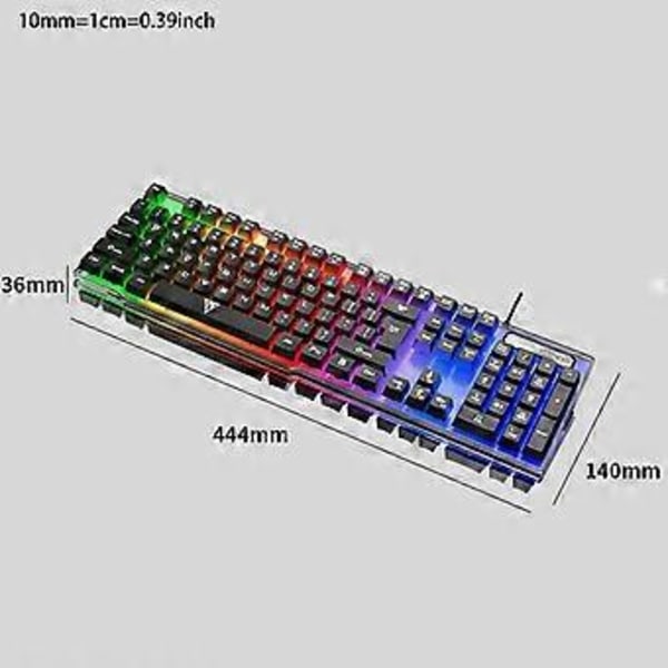 USB Mekanisk Känsla Gaming Tangentbord Flytande U-formade Tangenter Trådbundet Tangentbord för Windows Gaming PC (104 Tangenter, Svart)