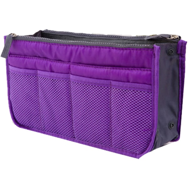 Double zipper bag in the bag multi-functional mobile phone data cable storage bag purple