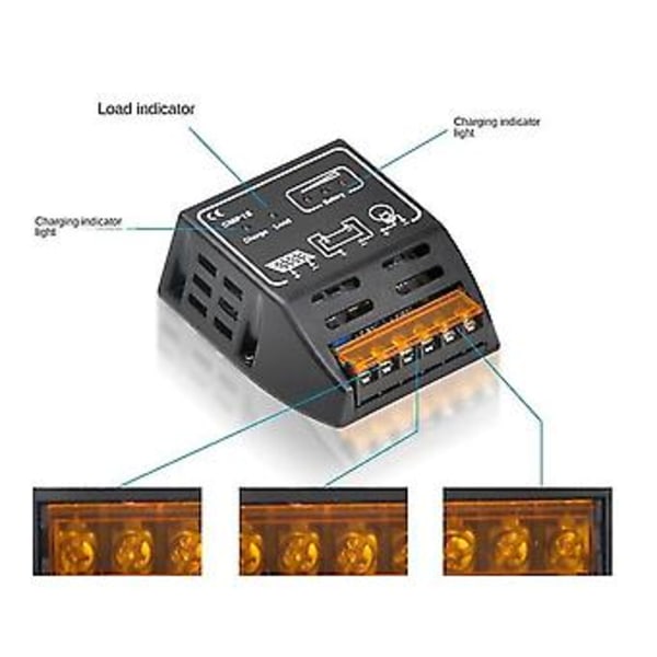 Solcelle-regulator Cmp12 20a 12v/24v Solcellesystemovervåking Pv Pwm