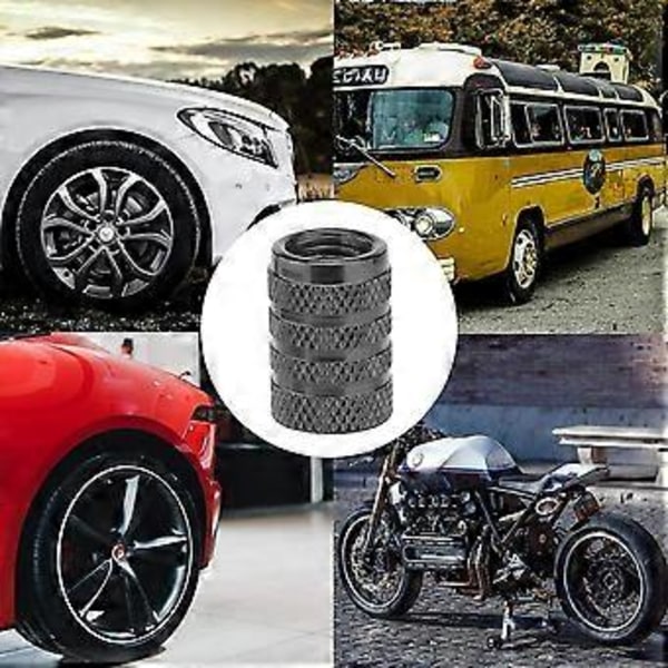 8 stk. Dækventilhætter, Universal Aluminium Dækventilhætte med Gummiring, Støvtæt Ventildæksel til Biler, SUV'er, Cykler og Lastbiler
