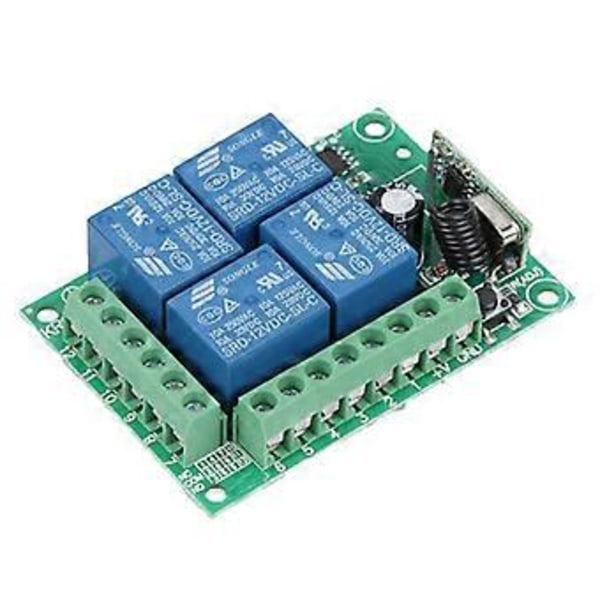 DC 12V 4CH 4-kanavainen langaton RF-kauko-ohjattava valokytkin radiovastaanotinmoduuli + lähetin autotallin oviin/lampulle