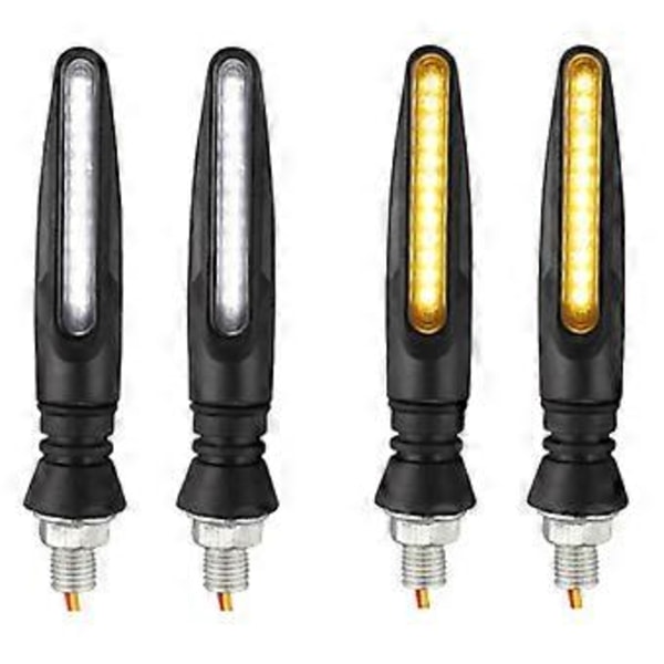 Motorcykel LED-lampor Högintensiva Blinkers Indikatorlampor Fram Bak Vit Varselljus Flytande Bromsljus A