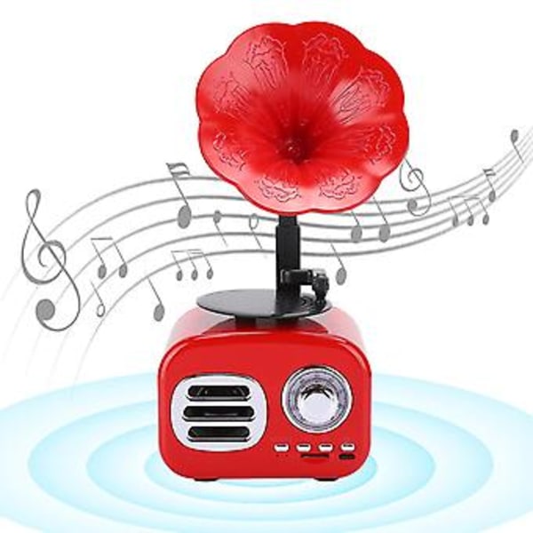 Mini Retro Bluetooth Smart Högtalare Portabel Högtalare Musikspelare för Skrivbord Laptop Röd