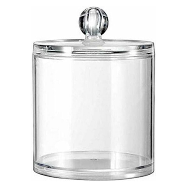 1 stk. gennemsigtig tom akryl opbevaringskrukke med gennemsigtigt låg makeup organizer vatpindholder dispenser æske badeværelsesbeholdere til snack J