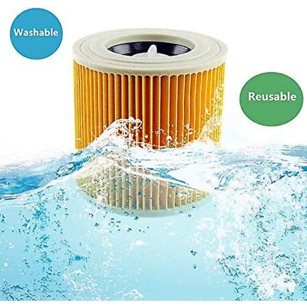Vaskbare filtre til Karcher Wd2 Wd3 Wd3.200 Wd3300 støvsuger, Karcher filter A-serie våd og tørre filtre 2 par