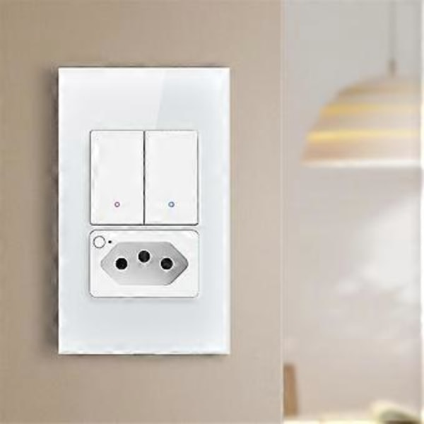 Tuya WiFi Smart Bryter Brasil Stikkontakt Kreves 2 Gang Lysbryter Fungerer Stemmekontroll Smart Bryter Brasil Plugg