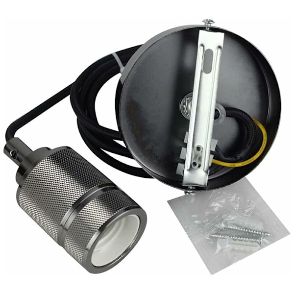 E27 Pendellampe Sockel Metall Pendel Seil 150 Retro Pendellampe Kobberkjede Messing Farge Kobber itular DIY Lampe Tilbehør Pendel（Svart）