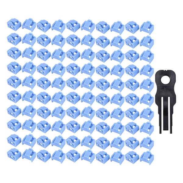 100 Pcs Blue Rj45 Port Ethernet Lan Hub Anti Dust Cover Plug Cap Blockout Protector With Proprietar