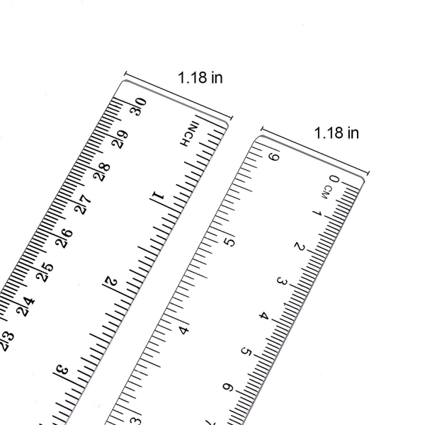 2 stk. fleksibel lineal i plast med tommer og metriske måleværktøjer 12\" og 6\"