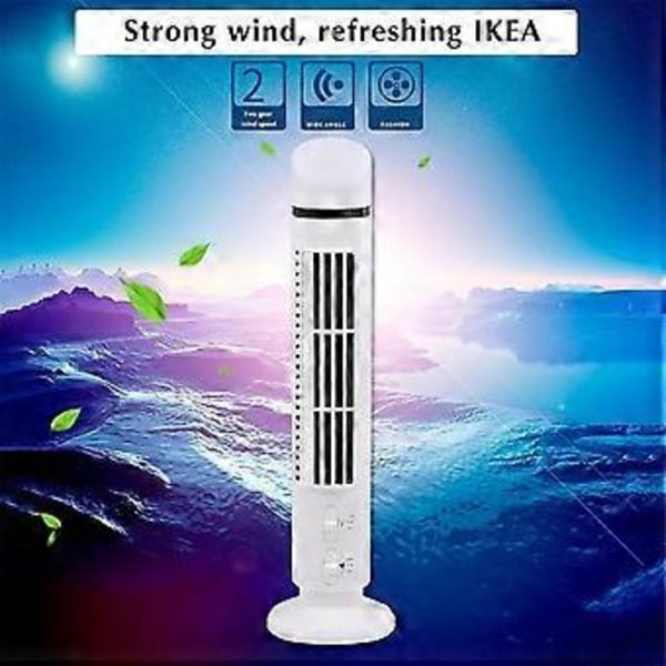 Portabel Luftkylare Fläkt, Strömlinjeformad Tornfläkt med LED, Kraftfull Vind, Utrymmesbesparande, Bladlös Design, USB-gränssnitt Svart