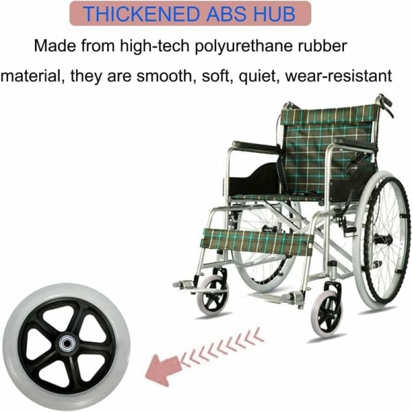 7 Inch Front Caster, 2pcs Wheelchair Replacement Wheels, Non-Slip Solid Tire, 170mm Gray in Black, Wheels for Wheelchairs, Rollators, Walkers（Gray）