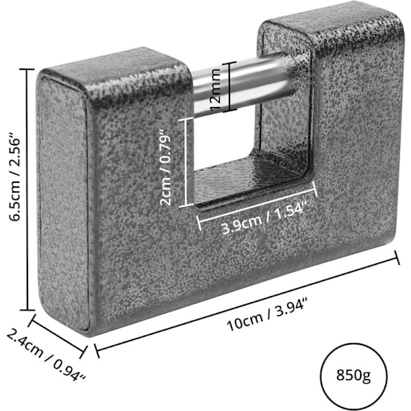 Robust utvändig buffert med 4 nycklar - Robust stålbuffert - 12 mm tjocklek - skyddar garage- och containerportar.