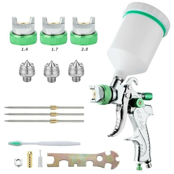 Professional High Pressure Paint Spray Gun Air Spray Gun Kit Gravity Feed Pneumatic HVLP Paint Spray Gun 600CC 1.4MM/1.7MM/2.0MM 3 Size Nozzles