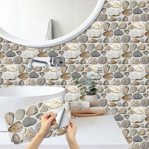 3D-muotokuvioitu, huurrettu tiilikuvioinen itseliimautuva lattialaatta, tarra, keittiö, kylpyhuone, vedenpitävä taidetapetti