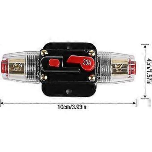 20a Automatisk Vandtæt Strømafbryder, 12v-24v DC Inline Sikringsholder, Manuel Reset Kontakt Bil Audio Sikring, Inline Sikringsblok (20a), Pålidelig Beskyttelse