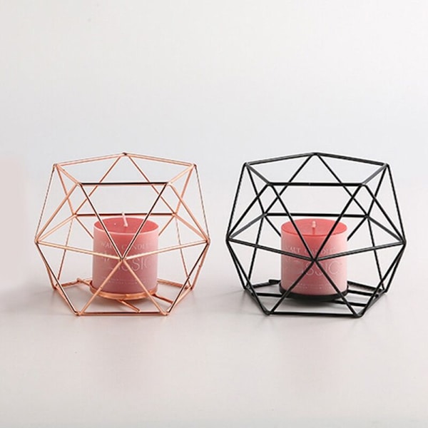 6 st geometriska serie Tealight ljusstake bordsdekoration bröllop evenemang fester dekor guld