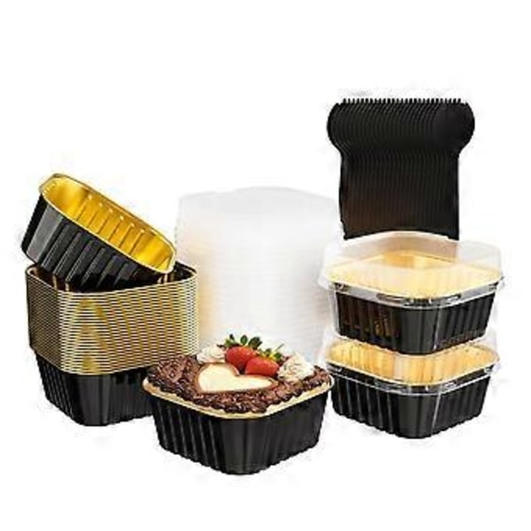 Aluminiumfolie Bakformar med Lock och Sked för Kakor, Engångs Bakformar, Bröllops Födelsedags Dessertformar