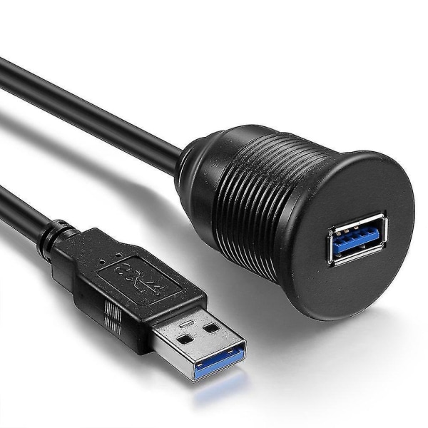 Dubbel USB-hane till USB-hona Aux Flush Mount fordonsförlängningskabel för bil lastbil båt