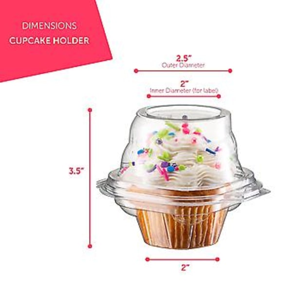 50 Individuelle Cupcake Beholdere - Stabelbare | Individuelle Cupcake Æsker | Kagefade | Simple Cupcake Æsker | Med Forbundet Lufttæt Dyb Kuplåg |