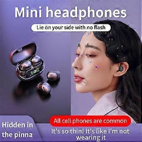 Mini Usynlige Søvnørepropper Bluetooth 5.3 HiFi Stereo Øretelefoner Lav Latency Trådløse Ørepropper med Mikrofon til Arbejde, Musik C