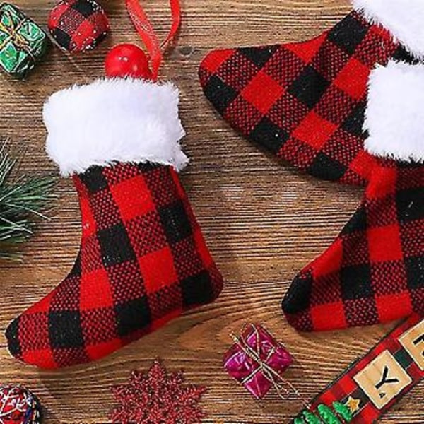 Jul Miniatyrstrumpor Röd Och Svart Julstrumpa Julklappspåse Julstrumpor P