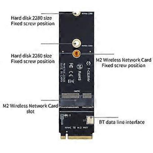 M2 Trådløst Kort til NVME Adapter til Bærbar Computer M2 M-Key interface til M2 A+E Key eller EKey Konverter