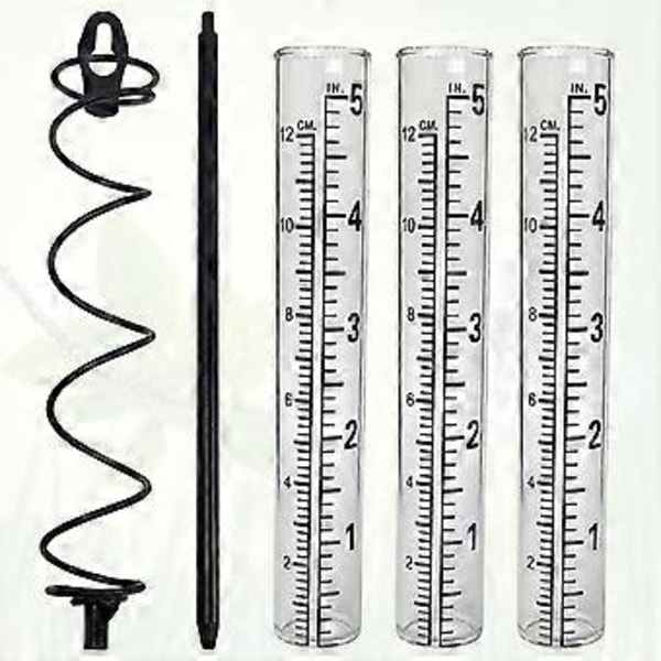 5 tommer Kapacitet Glas Spiral Regnmåler - 3 stk. 5 tommer Udskiftningsglas Regnmåler - Hængende Regnmåler - Have Regnvandsmåler Måling Med Metalramme