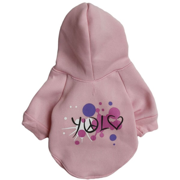 Pet clothes Fleece pink hooded sweater dog clothing  l