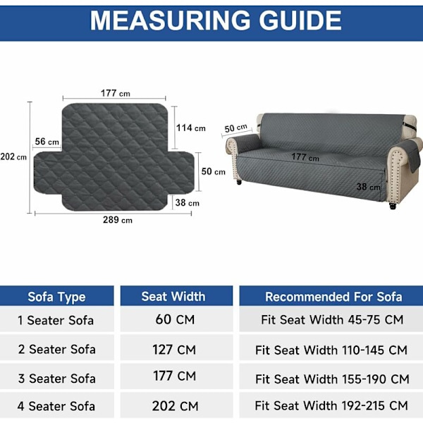 3-istuttavan sohvan suojus, vedenpitävä sohvan suojus käsinojilla, sohvan suoja kissan ja koiran naarmuilta, liukumaton