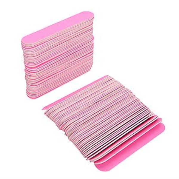 100 st Nagel Fil Dubbelsidig Nagelbuffer Sandpapper Poleringsremsa Manikyrverktyg Rosa