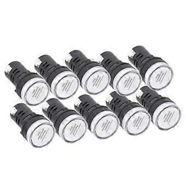 10 stk. AD16‑22DS LED Signallampe Hvid Høj Lysstyrke Indikator Udstyrstilbehør AC220V