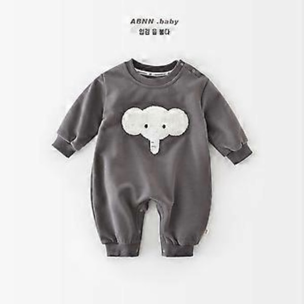 Baby jumpsuit höst långärmad elefant babyhandduk broderad nyfödd rolig bomullskläder sparkdräkter