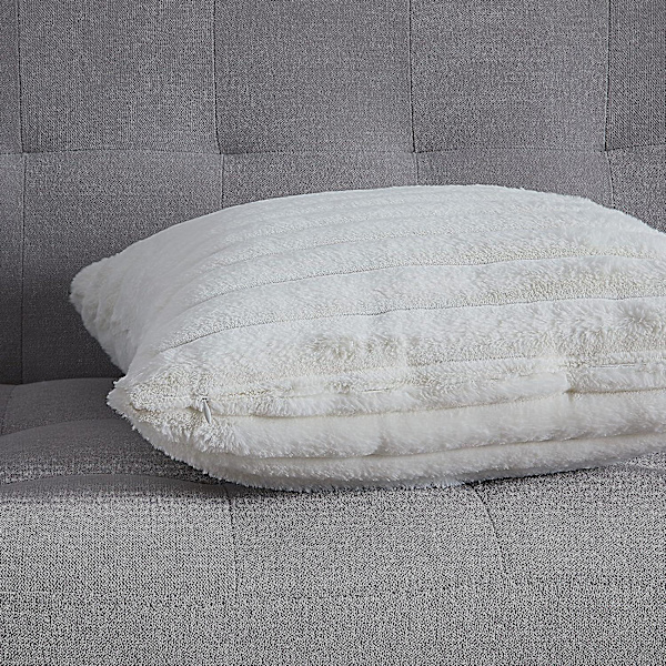 Mjuk plysch konstgjord päls modern texturerad accent kuddfodral 18x18 tum 2-pack, Boho dekorativa luddiga fyrkantiga örngott för soffa säng