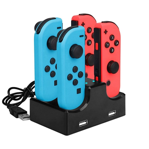 Switch-håndtak med fire ladestasjoner for Joycon, seteladning, liten håndtak, seteladning 4-i-1