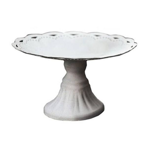 Metal serveringsbakke Hvid display tallerken Dessert frugt kage snack Høj tallerken Fest bryllup dekor D