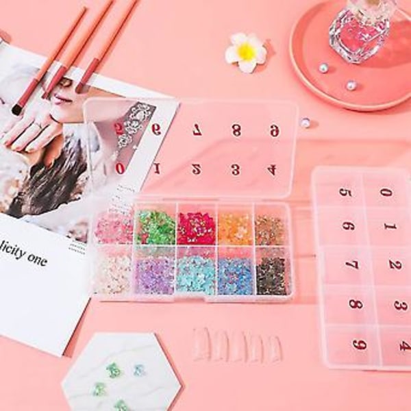 3 st Nagelspetsar Transparent Låda Med 10 Numrerade Tomma Fack Fodral Behållare Nagelkonst Organizer Låda