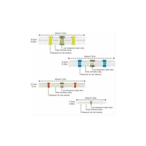 500 stk. elektriske terminaler loddevarmekrympeslange, varmekrymp loddemuffesamlinger