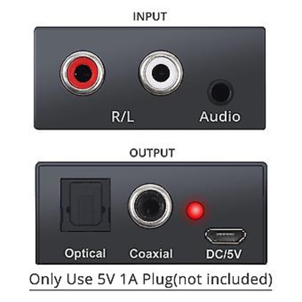 Analog till Digital Ljudomvandlare För Ps3 Spelare R/l 2 3.5mm Aux Till Digital Koaxial Tos Spd