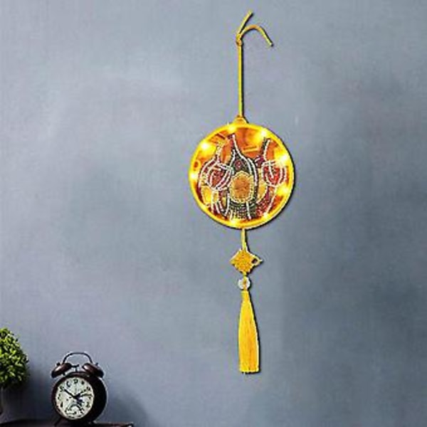 Hengende Diamantmaleri Lampe Kopp Flaske Mønster LED Lys DIY Hjem Skrivebordsdekorasjon