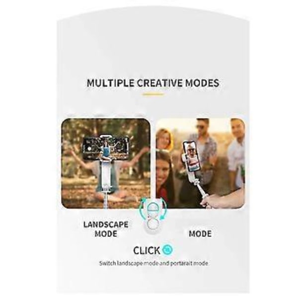 Håndholdt Gimbal Stabilisator Bluetooth Selfie Stick Holder Justerbar Fyldlys Selfie Stativ til Smartphone Hvid