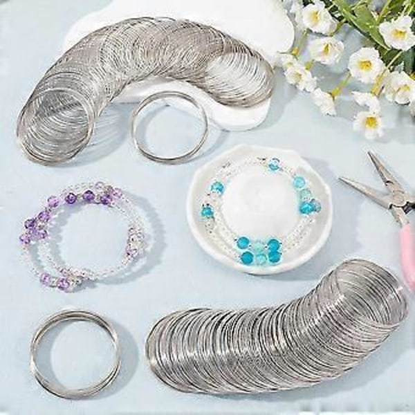 400 Loops Minnetråd Armbånd Smykker Minnetråd Mansjett Armring Stål Perletråder Funn
