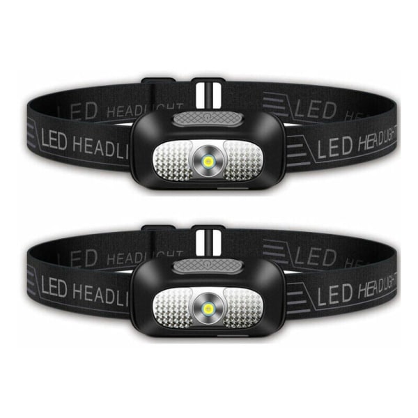 LED Head Torch, 2 Pack Lightweight Headlamp, USB Rechargeable Outdoor Super Bright Waterproof Headlight for Camping, Climbing, Hiking, Fishing, Nigh