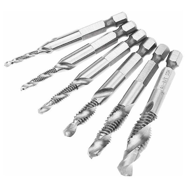 6 st Hss Hex Shank Kombinationsborr Bits Tap Countersink Set