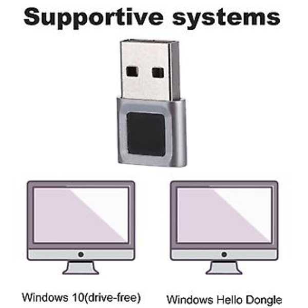 Mini USB -sormenjälkilukijamoduuli Biometrinen skanneri Windows 10/11/Hello Dongle -kannettaville tietokoneille, USB-avain