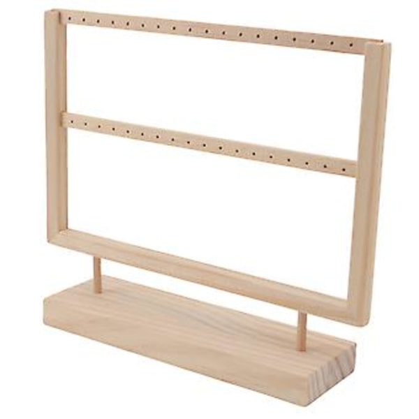 Örhängesställ i träfärg - Smyckeshållare i trä med 2 lager för hängande örhängen, elegant display
