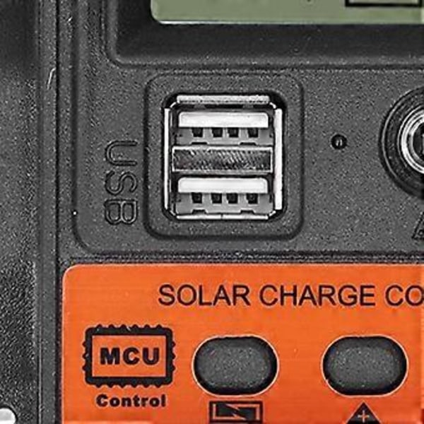 Aurinkolataussäädin LCD-näyttö 2 USB-ulostuloa PWM-paneelin lataussäädin 12V 24V 20A 260W 520W