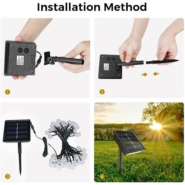 Solcellslingor, 9M 50 LED-slingor för utomhus och inomhus 8 lägen IP65 Vattentät, USB-slingor för jul, fest, trädgård, Pat