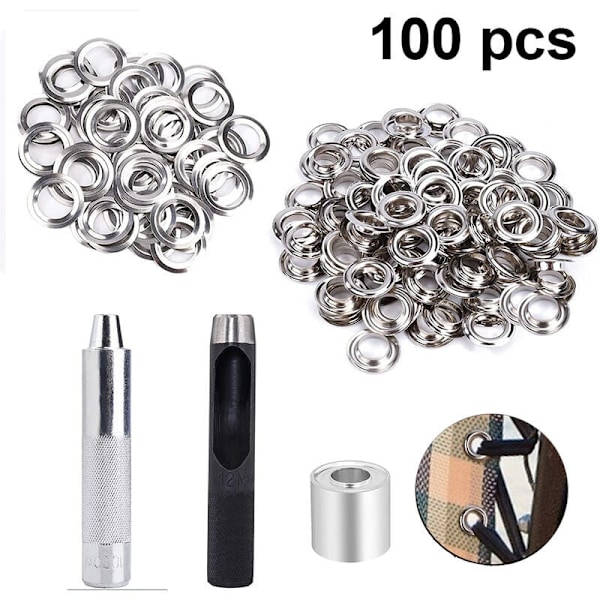 12mm Silver Air Eye 100 Sets Boxed Black Punch Installation Tool Air Eye Bag Accessories Shoelace Tarpaulin Metal Buckle