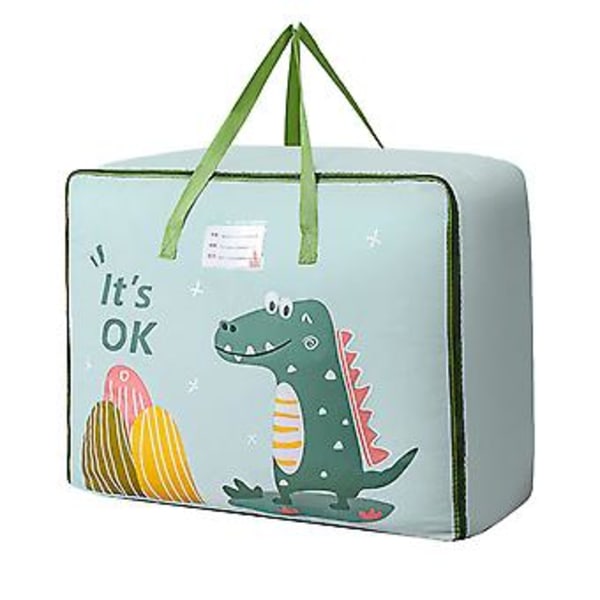 Flyttebag for barn Oxford-stoff Reisebag Søt tegneserie Oppbevaringsbag med håndtak for dyneklær Grønn L 60x25x47cm